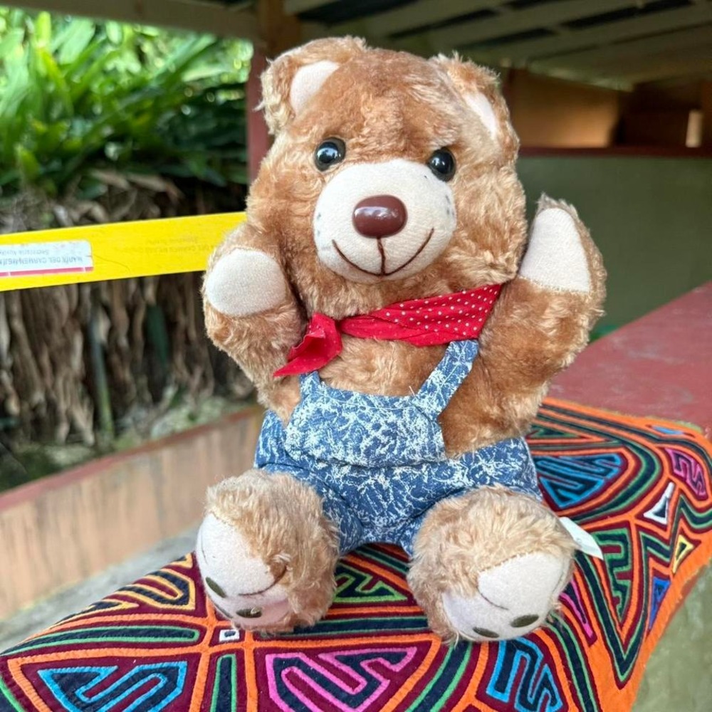 Vintage Dan Brechner Teddy Bear with Overalls Plush Stuffed Animal‎ Retro Toy